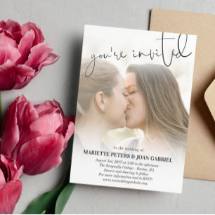 Convite Magnético Escrevendo de mão Você é o Casamento Fotográfi