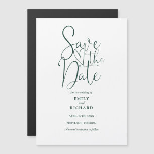 Convite Magnético Escrito Moderno Emerald Green Casamento Salva A Da