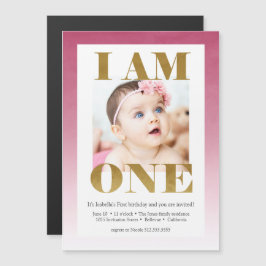 Convite Magnético "EU SOU UM" Rosa + primeiro aniversario de Fotogra