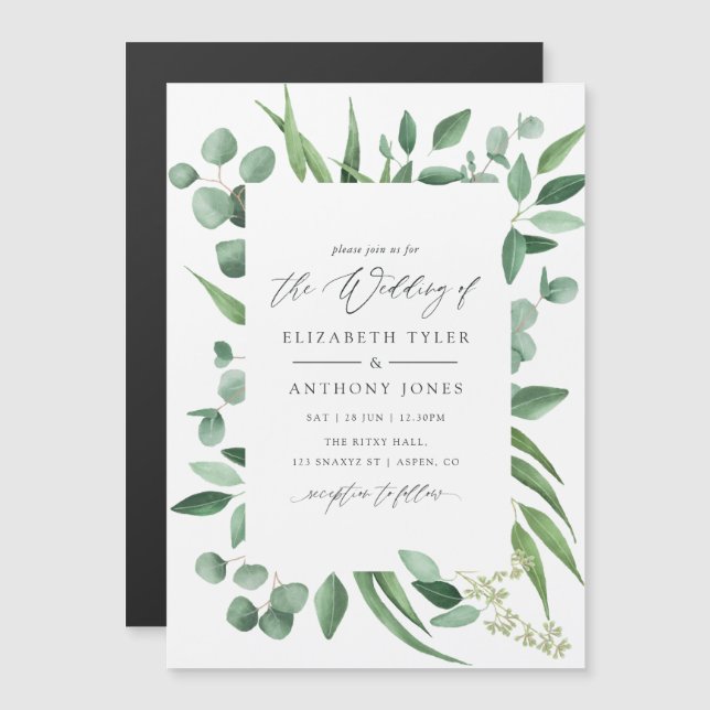 Convite Magnético Eucalyptus Greenery Wedding (Frente/Verso)