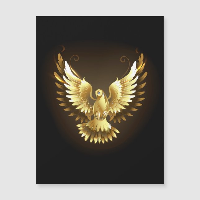 Convite Magnético Faux Folha de Ouro Pombo da Paz em Preto (Frente)