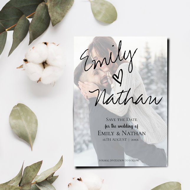 Convite Magnético Faux Vellum Efeito Foto Casamento Salvar Data (Criador carregado)