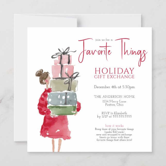 Convite Magnético Favorite Things Holiday Party (Frente)