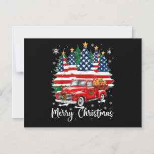 Convite Magnético Feliz Natal Caminhão Vermelho Vintage Bandeira dos