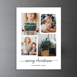 Convite Magnético Feliz Natal   Colagem de Fotografias Moderna