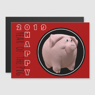 Convite Magnético Feliz PIg Ano 2019 3D Escolher Cor 2 Magnética C