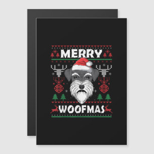 Convite Magnético Feliz Woofmas Schnauzer Natal Amante de Cachorro P
