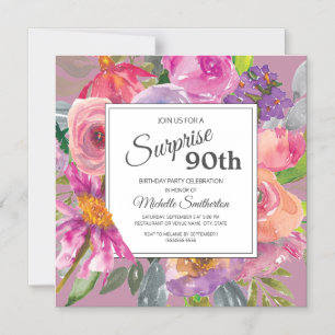 Convite Magnético Festa de Aniversário de 90 Anos Flor Silvestre Ros