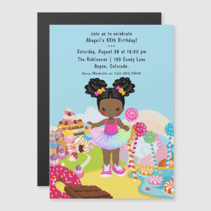 Convite Magnético Festa de Aniversário de Menina Afro-Americana Cand