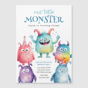Convite Magnético Festa de Aniversário Infantil Pequeno Monstro