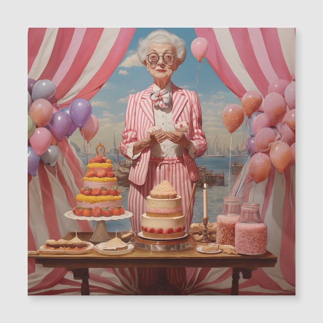 Convite Magnético Festa de aniversário Rosa (Frente)