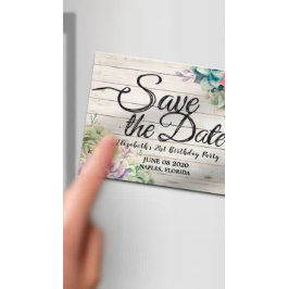 Convite Magnético Festa de aniversário Salva A Data Suculenta Da Mad