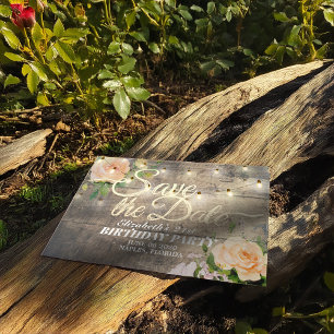 Convite Magnético Festa de aniversário Salvar As Luzes De Madeira Da