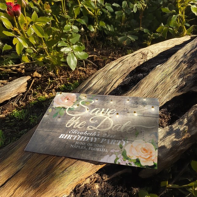 Convite Magnético Festa de aniversário Salvar As Luzes De Madeira Da (Criador carregado)