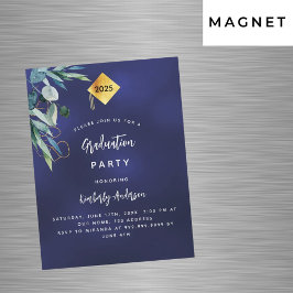 Convite Magnético festa de formatura de luxo azul-marinho 2025