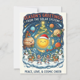 Convite Magnético Festa de Natal Caprichosa do Sistema Solar com pes