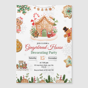 Convite Magnético Festa de Natal de Decoração de Casa de Pão de Mel 