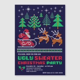 Convite Magnético Festa de Natal do Knited Xmas Patterno Feio