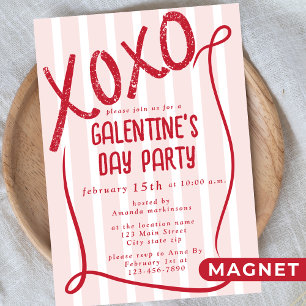 Convite Magnético Festa do Dia de Galentine Desenhada à Mão XOXO