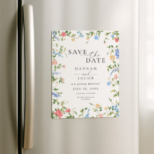 Convite Magnético Flor de Campo Elegante Floral Casamento Salve a Da