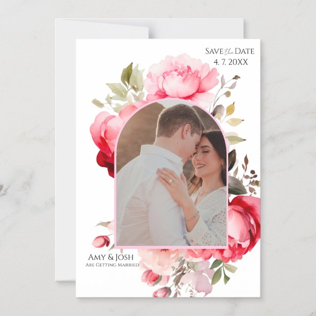 Convite Magnético Floral Boho Save the Date Invitations  (Frente)
