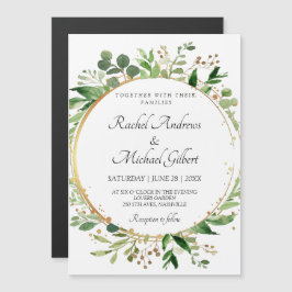 Convite Magnético Floral Circle Green Gold