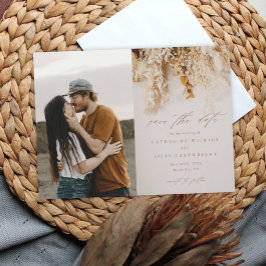 Convite Magnético Flores de Outono Boho Foto Casamento Salvar a Data