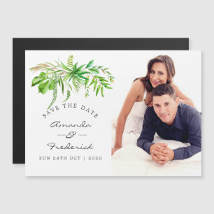 Convite Magnético Floresta em Aquarela Casamento Verde Save the Date