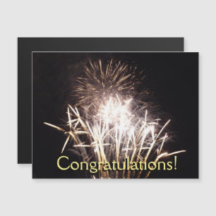 Convite Magnético Fogos de artifício brancos e Dourados I Celebraç