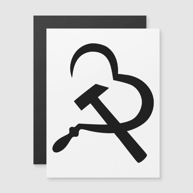 Convite Magnético Foice e Martelo, Coração, Amor, Comunismo (Frente/Verso)