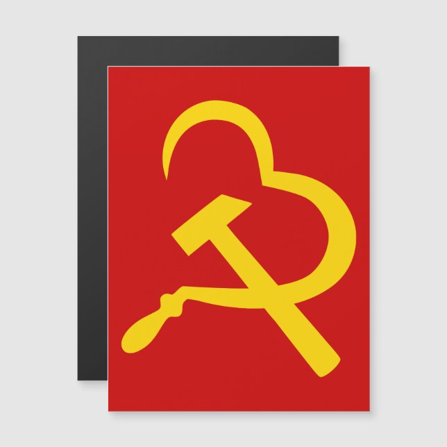 Convite Magnético Foice e Martelo, Coração, Amor, Comunismo (Frente/Verso)