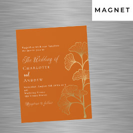 Convite Magnético Folhas de ginkgo caseiro queimadas de ouro laranja