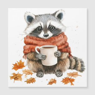 Convite Magnético Folhas de outono aconchegante outono guaxinim com 