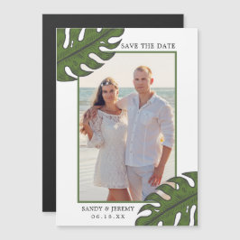 Convite Magnético Folhas de Palmeira Tropicais Foto Casamento Salve