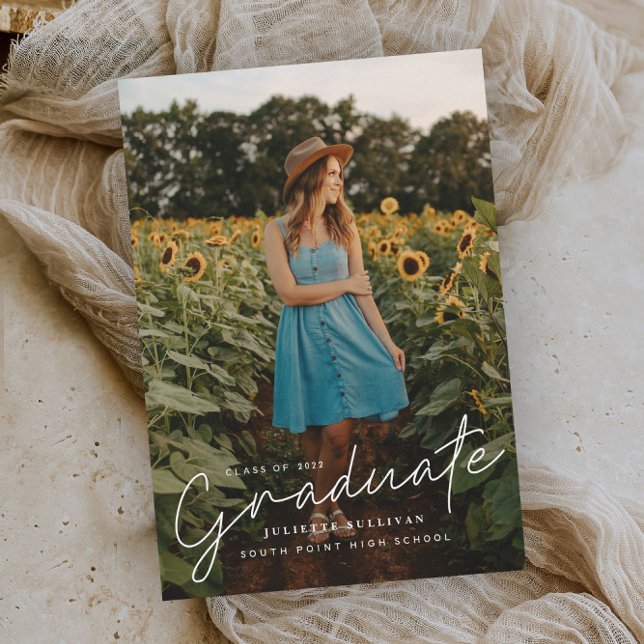 Convite Magnético Formatura de Foto Simples Roteiro Moderno (Criador carregado)