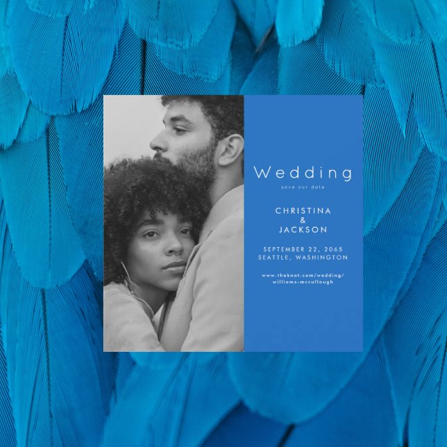 Convite Magnético Foto Azul Sapphire Salvar Data (Criador carregado)