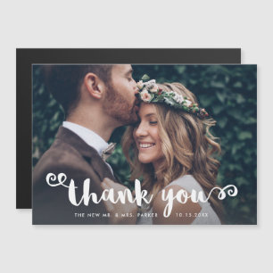 Convite Magnético Foto de Casamento Caprichosa   Obrigado em Letra B