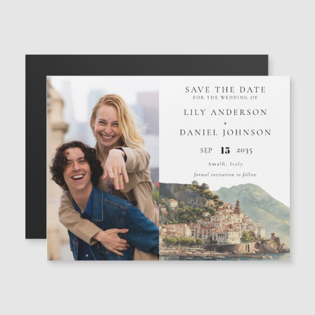 Convite Magnético Foto de Casamento em Amalfi Save the Date (Frente/Verso)