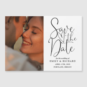 Convite Magnético Foto de casamento preto e branco Salvar a data