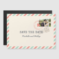 Foto de casamento Vintage Airmail Save the Date