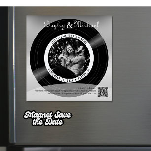 Convite Magnético Foto de Disco de Vinil Retrô para Casamento Save t