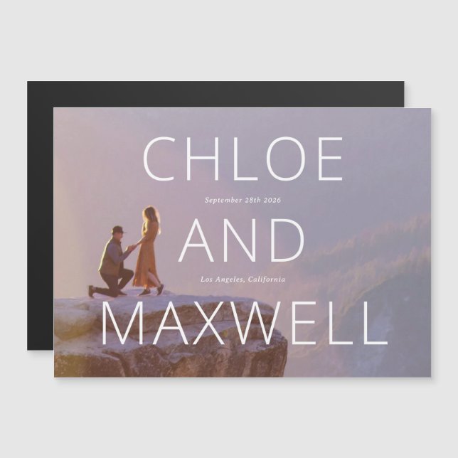 Convite Magnético Foto de Nomes de Negrito Modernos Salvar a Data (Frente/Verso)