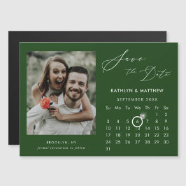 Convite Magnético Foto De Script Elegante Verde Moderno Salva A Data