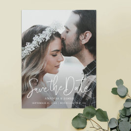 Convite Magnético Foto de Script Moderno Elegante Simples Salvar a D