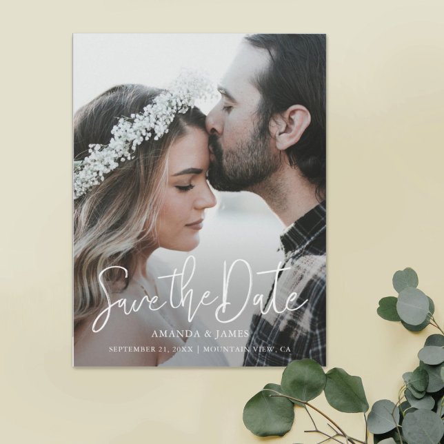 Convite Magnético Foto de Script Moderno Elegante Simples Salvar a D (Criador carregado)