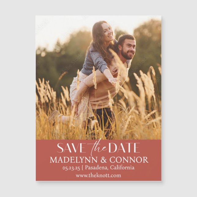 Convite Magnético Foto de script suave Salva a placa magnética de da (Frente)