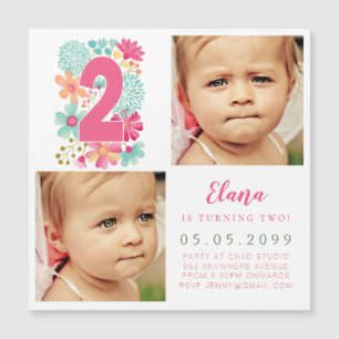 Convite Magnético Foto do MAGNET Girls Dourado Número 2 Ano segundo 