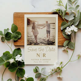 Convite Magnético Foto Do Monograma De Casamento Elegante Salvar A D