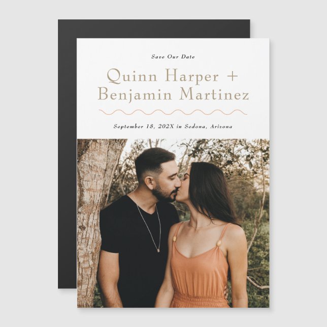 Convite Magnético Foto do Trendy Wave Salve a Data Magnética Card (Frente/Verso)