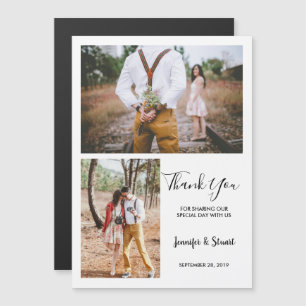 Convite Magnético Foto elegante e russa moderna. Obrigado casamento